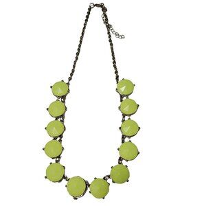 Retro Lime Green Disc Bead Chunky Necklace Statement 70s Fashion Jewelry Women